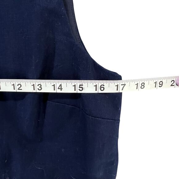 J Crew Sheath Dress Size 8 Blue White Rickrack Trim Linen Blend Classic Preppy - Picture 7 of 13